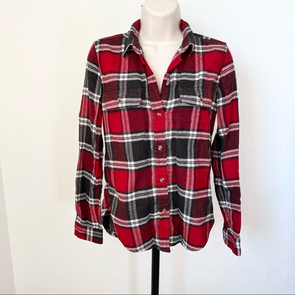 American Eagle Plaid Flannel Size XS Long Sleeve Collared Button‎ Down